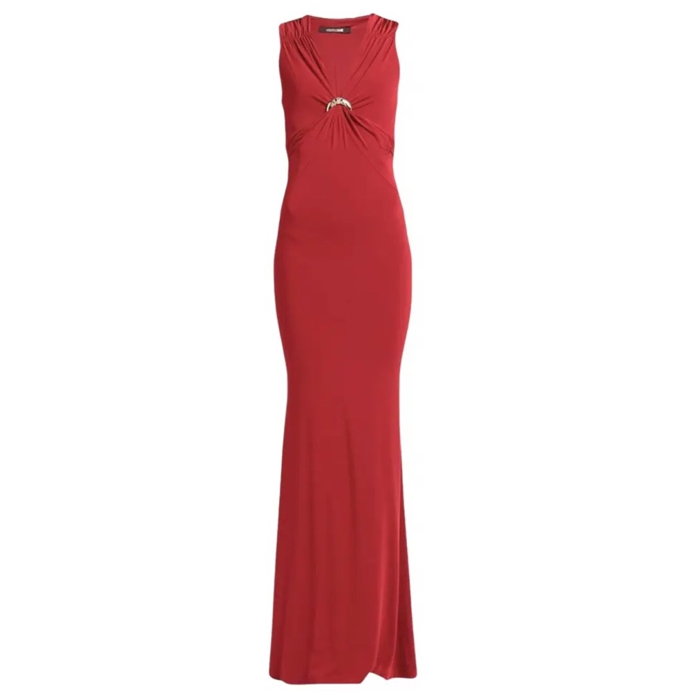 Roberto Cavalli long woven dress gown maxi dress red
